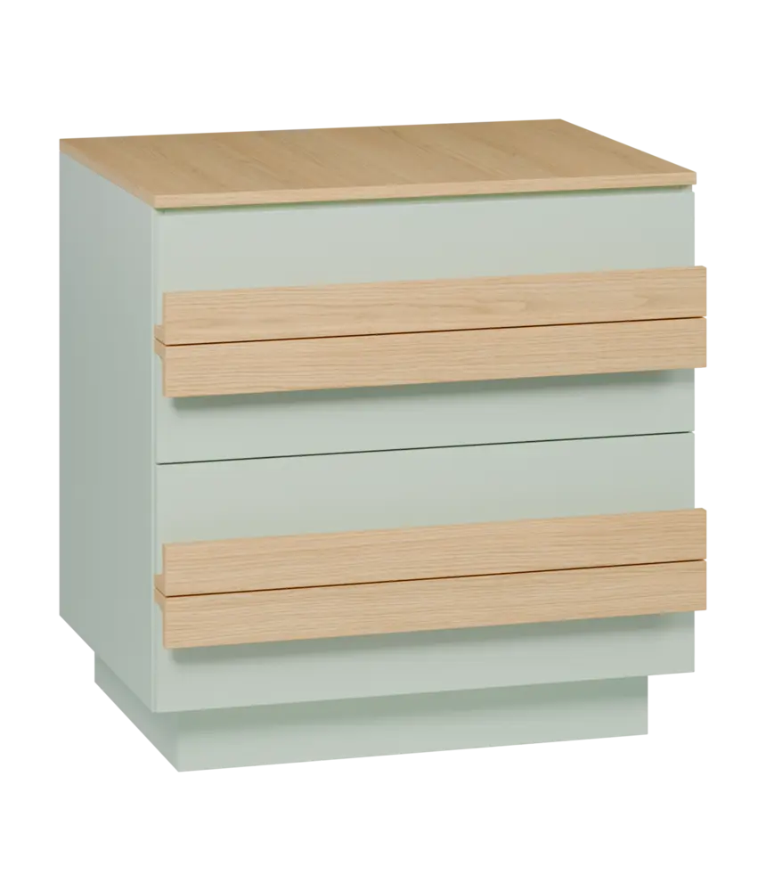 QL 2 - 84Z skříň šatní, 4-zásuvková, 820x800x620 mm, šedozelinkavá/dub královský